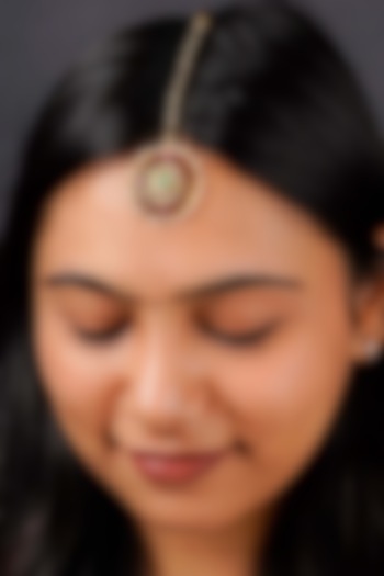 Gold Plated Uncut Polki & Beaded Jadau Maangtikka by Mortantra at Pernia's Pop Up Shop