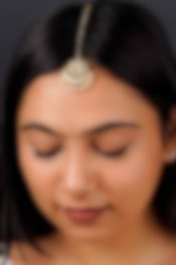 Gold Plated Uncut Polki & Beaded Jadau Maangtikka by Mortantra at Pernia's Pop Up Shop