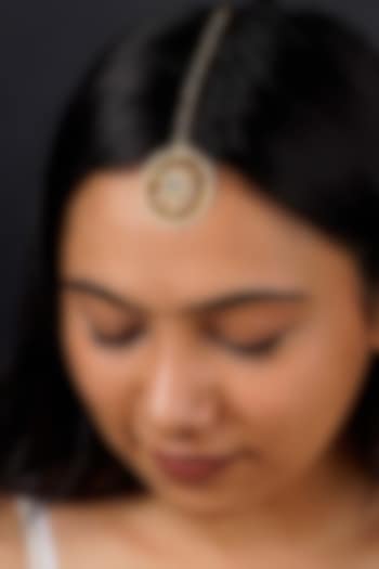 Gold Plated Uncut Polki & Beaded Jadau Maangtikka by Mortantra at Pernia's Pop Up Shop