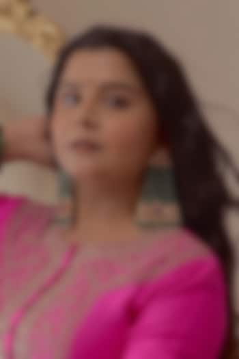 Gold Plated Uncut Polki & Beaded Jadau Dangler Earrings by Mortantra at Pernia's Pop Up Shop