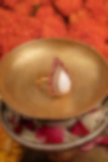 Gold Plated Uncut Polki & Beaded Jadau Ring by Mortantra at Pernia's Pop Up Shop