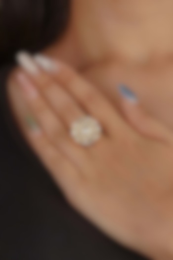 Gold Plated Uncut Polki & Beaded Jadau Ring by Mortantra at Pernia's Pop Up Shop