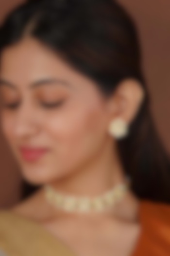 Gold Plated Uncut Polki & Beaded Jadau Choker Necklace Set by Mortantra at Pernia's Pop Up Shop