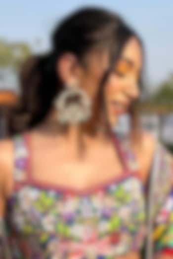 Gold Plated Uncut Polki & Beaded Jadau Dangler Earrings by Mortantra at Pernia's Pop Up Shop