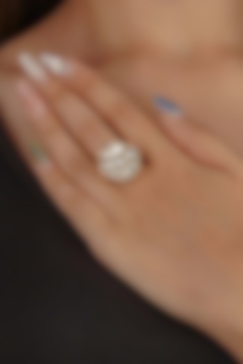 Gold Plated Uncut Polki & Beaded Jadau Ring by Mortantra at Pernia's Pop Up Shop