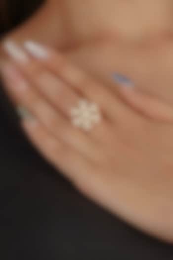 Gold Plated Uncut Polki & Beaded Jadau Ring by Mortantra at Pernia's Pop Up Shop