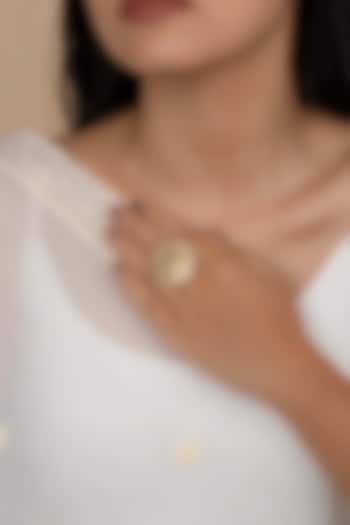 Gold Plated Uncut Polki & Beaded Jadau Ring by Mortantra at Pernia's Pop Up Shop