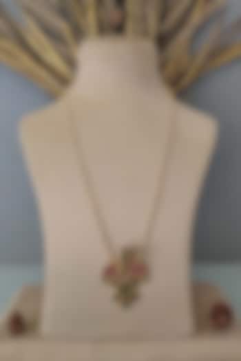 Gold Plated Uncut Polki & Beaded Jadau Long Necklace by Mortantra at Pernia's Pop Up Shop