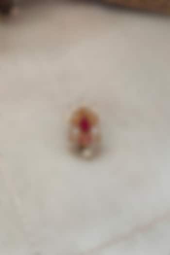 Gold Plated Uncut Polki & Beaded Jadau Nose Ring by Mortantra at Pernia's Pop Up Shop