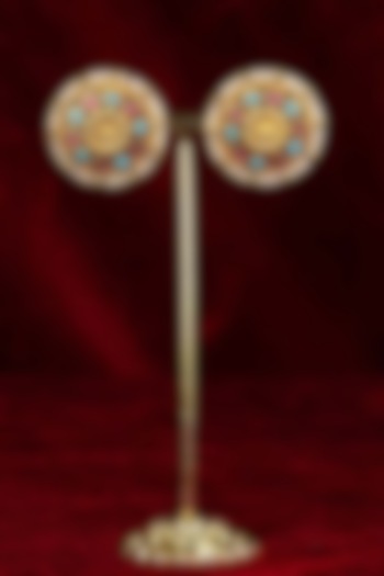 Gold Plated Uncut Polki & Beaded Jadau Stud Earrings by Mortantra at Pernia's Pop Up Shop
