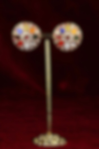 Gold Plated Uncut Polki & Beaded Jadau Stud Earrings by Mortantra at Pernia's Pop Up Shop