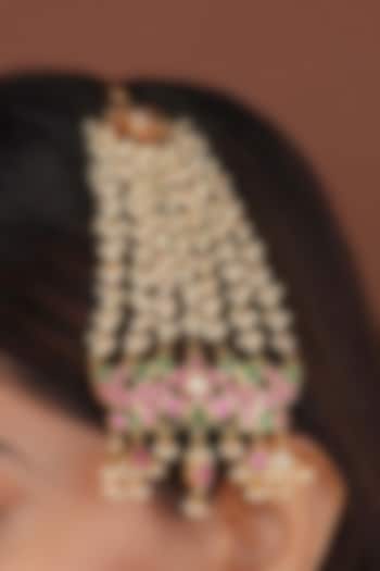 Gold Plated Uncut Polki & Beaded Jadau Passa by Mortantra at Pernia's Pop Up Shop