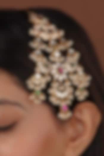 Gold Plated Uncut Polki & Beaded Jadau Passa by Mortantra at Pernia's Pop Up Shop