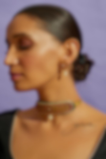 Gold Finish Multi-Colored Kundan Polki Choker Necklace Set by Mortantra at Pernia's Pop Up Shop