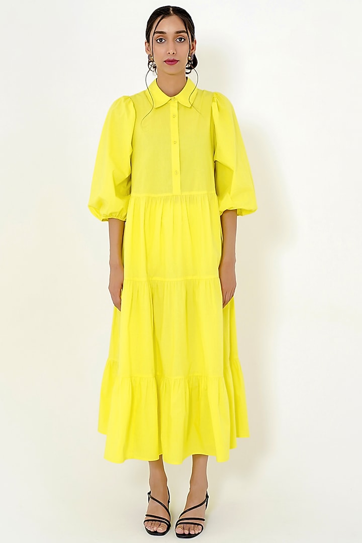 Bright Yellow Cotton Maxi Dress by More Soul