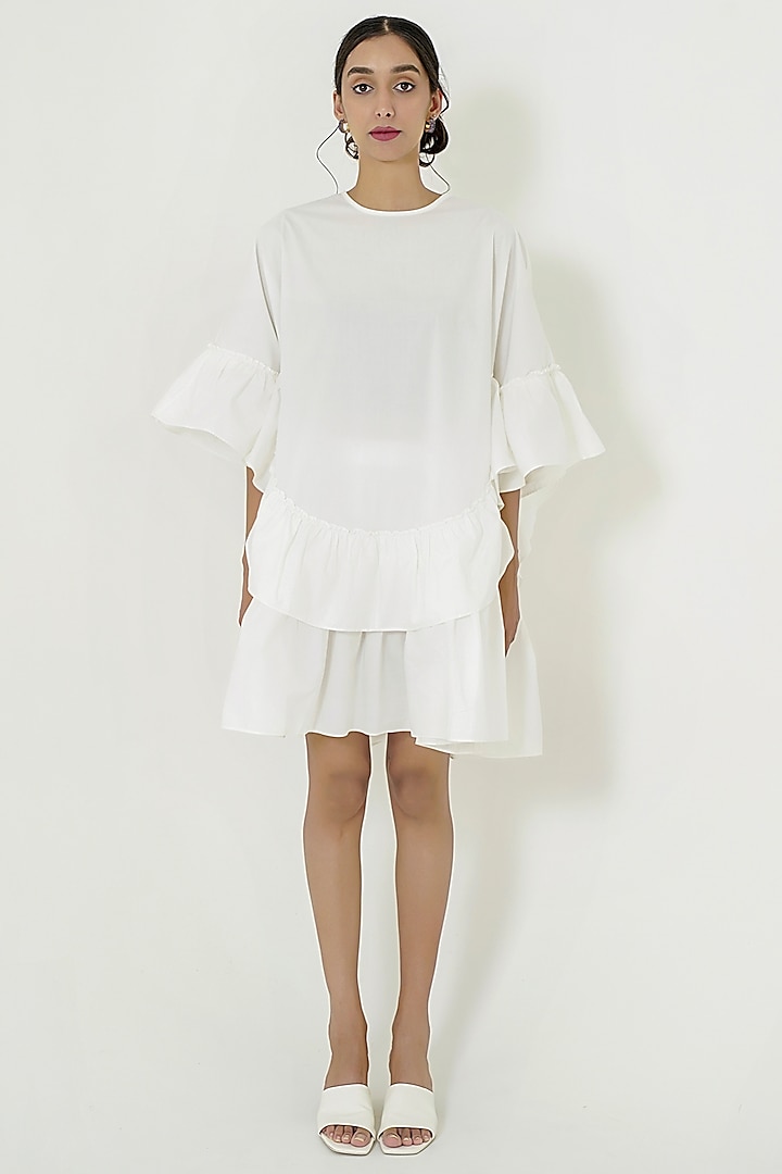 White Cotton Tiered Dress by More Soul