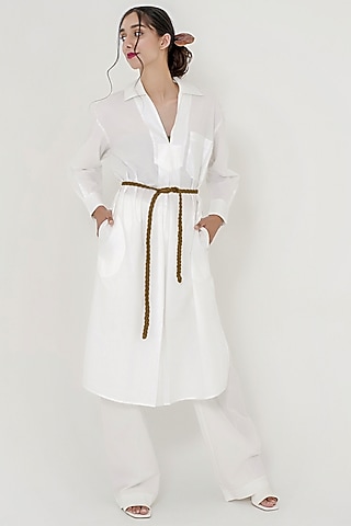 White Cotton Midi Dress by More Soul