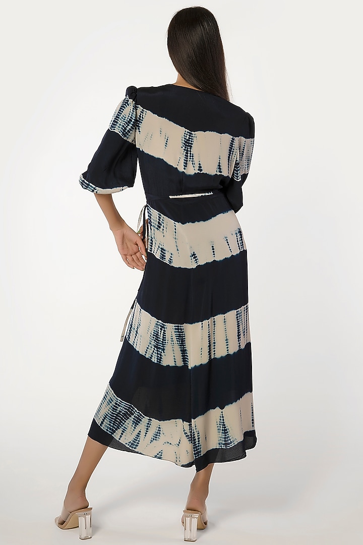 Navy Blue Crepe Tie-Dye Summer Dress by More Soul at Pernia's Pop Up Shop