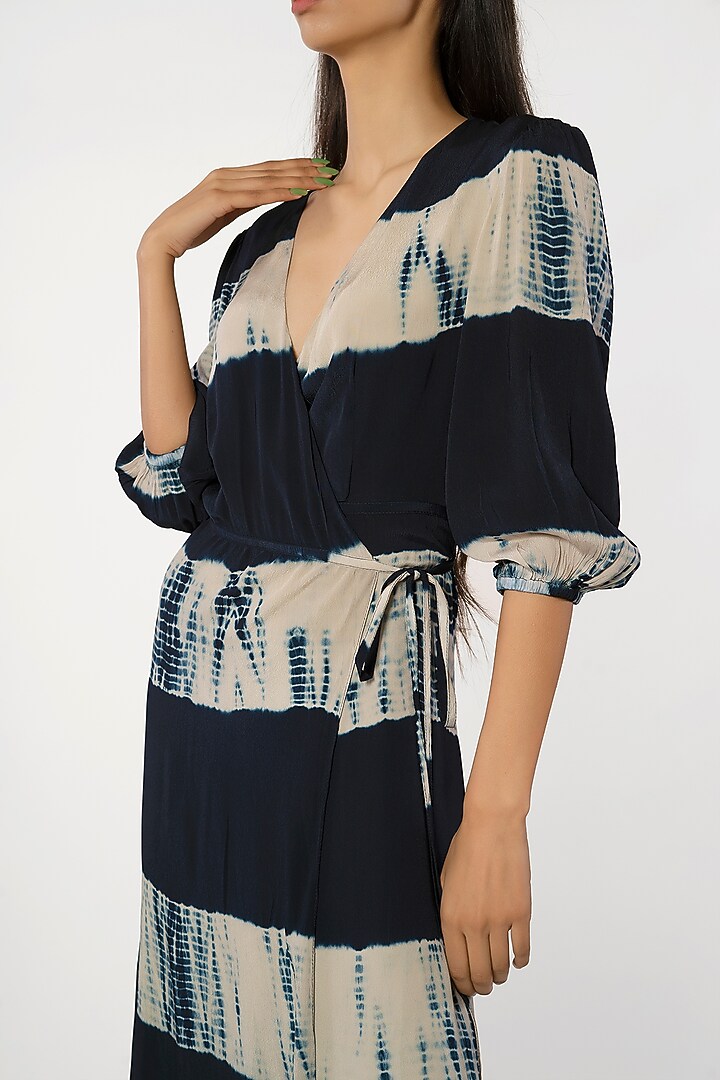 Navy Blue Crepe Tie-Dye Summer Dress by More Soul at Pernia's Pop Up Shop