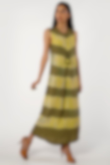 Olive Crepe Tie-Dye Dress by More Soul