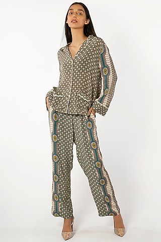 Ivory Printed Jacket by More Soul
