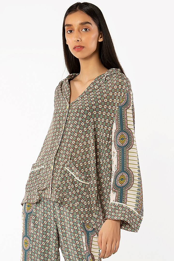 Ivory Printed Jacket by More Soul at Pernia's Pop Up Shop