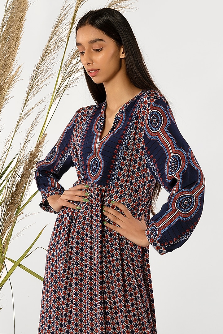 Indigo Viscose Printed Summer Dress by More Soul at Pernia's Pop Up Shop