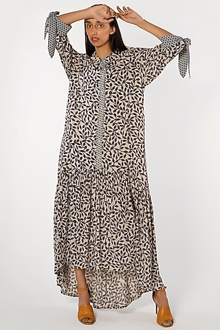 Ivory Leaf Printed Dress by More Soul