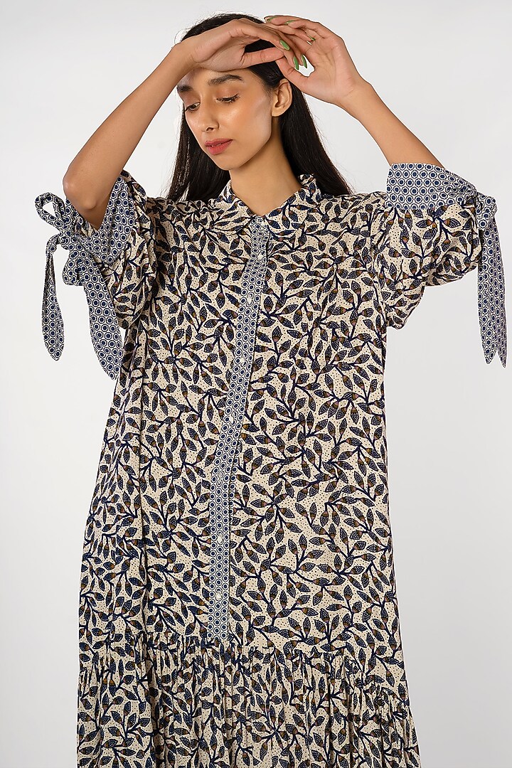 Ivory Leaf Printed Summer Dress by More Soul at Pernia's Pop Up Shop