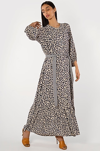Ivory Leaf Printed Shirt Dress by More Soul
