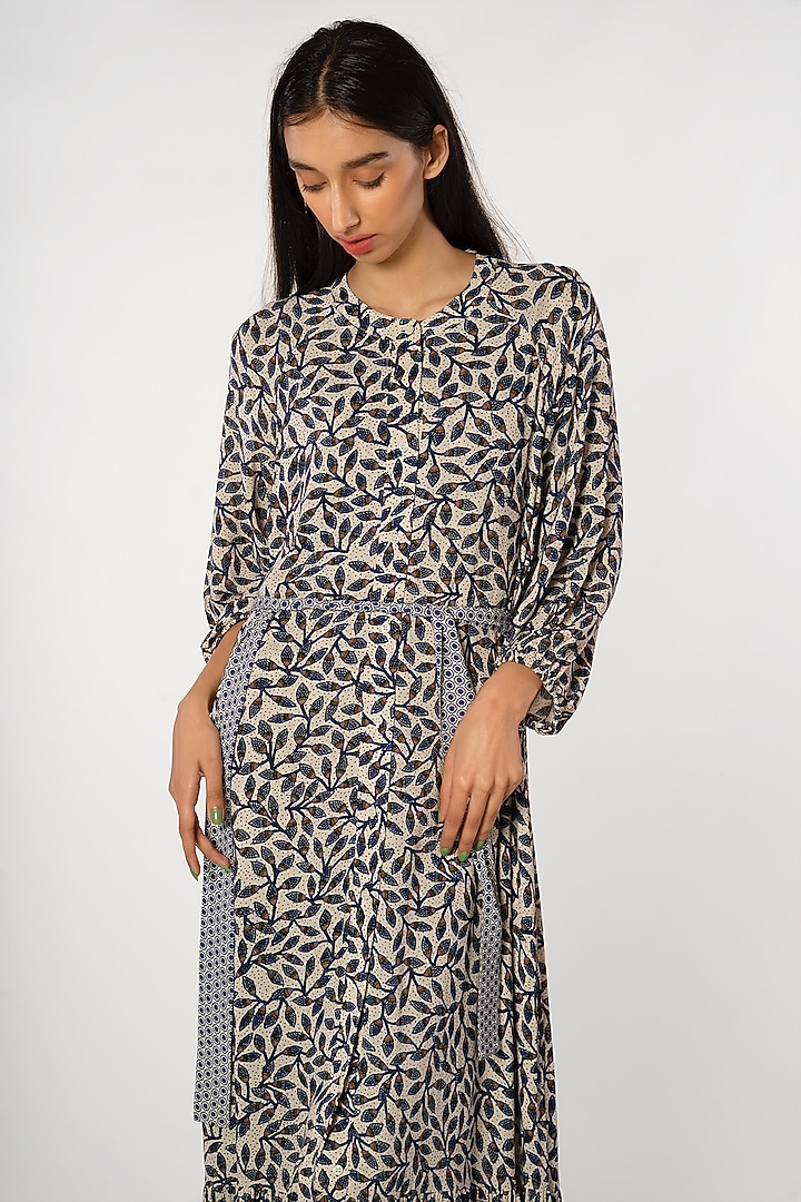 Ivory Leaf Printed Shirt Summer Dress by More Soul at Pernia's Pop Up Shop