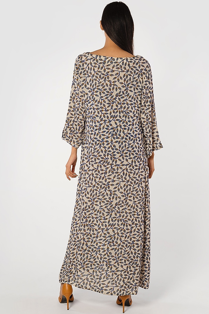 Ivory Viscose Leaf Printed Summer Dress by More Soul at Pernia's Pop Up Shop
