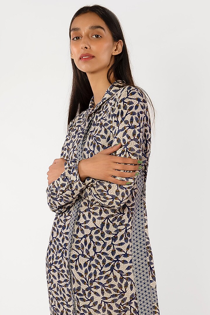 Ivory Leaf Printed Summer Shirt Dress by More Soul at Pernia's Pop Up Shop