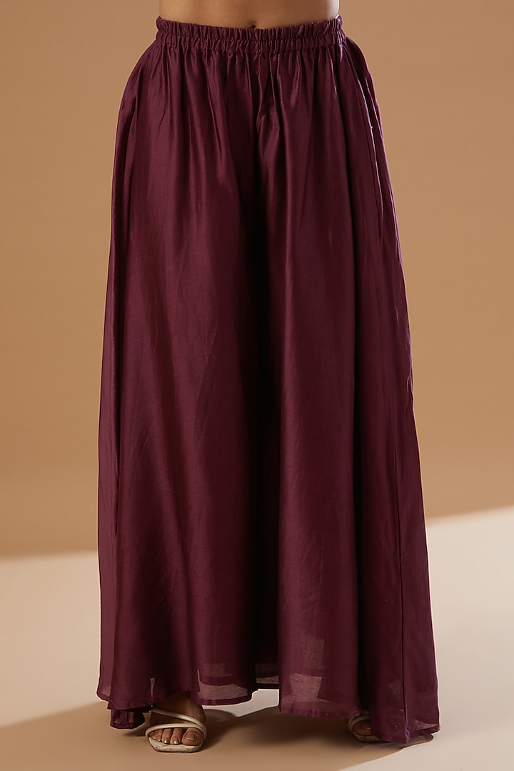 Wine Raw Silk Embroidered Co-Ord Set by House Of Jamoti at Pernia's Pop Up Shop
