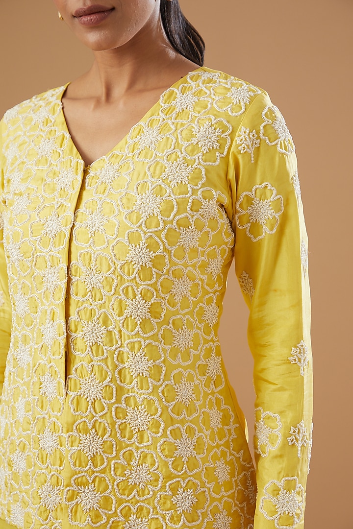 Yellow Pure Organza & Silk Co-Ord Set by House Of Jamoti at Pernia's Pop Up Shop