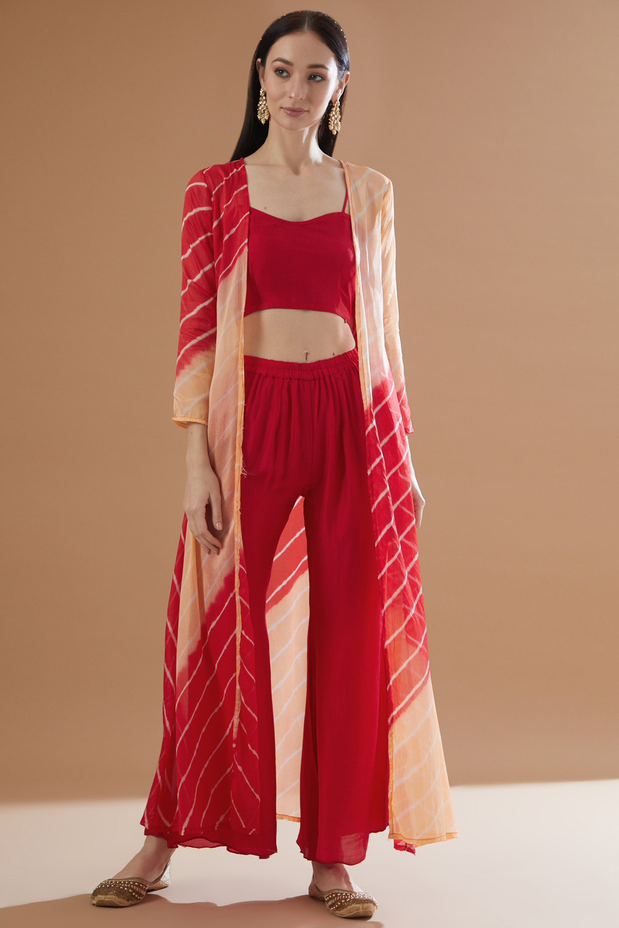Red Silk & Chinnon Pant Set by House Of Jamoti at Pernia's Pop Up Shop