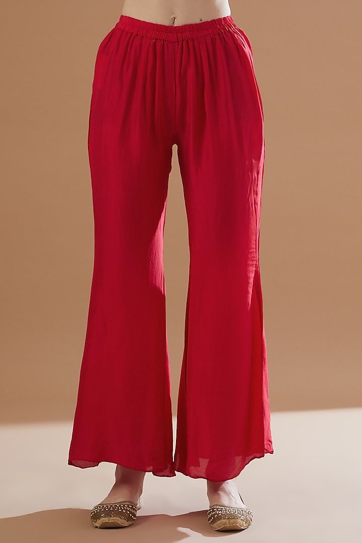 Red Silk & Chinnon Pant Set by House Of Jamoti at Pernia's Pop Up Shop