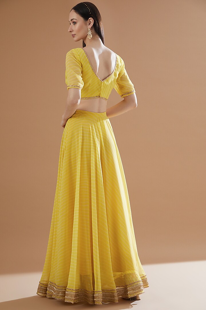 Yellow Georgette Printed Lehenga Set by House Of Jamoti at Pernia's Pop Up Shop