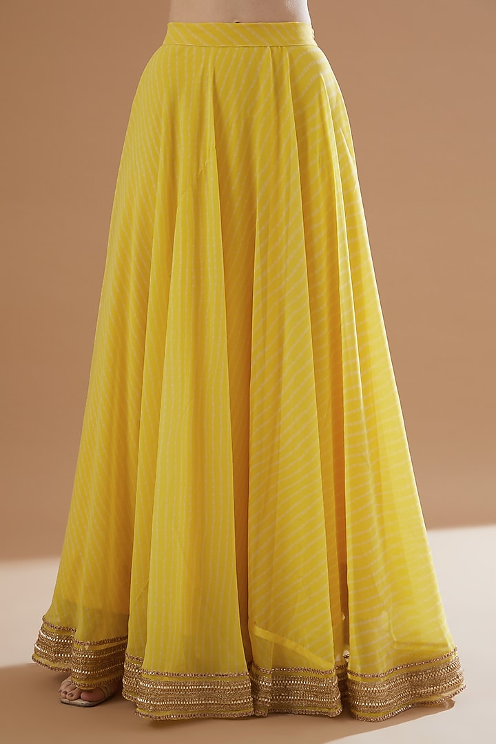 Yellow Georgette Printed Lehenga Set by House Of Jamoti at Pernia's Pop Up Shop
