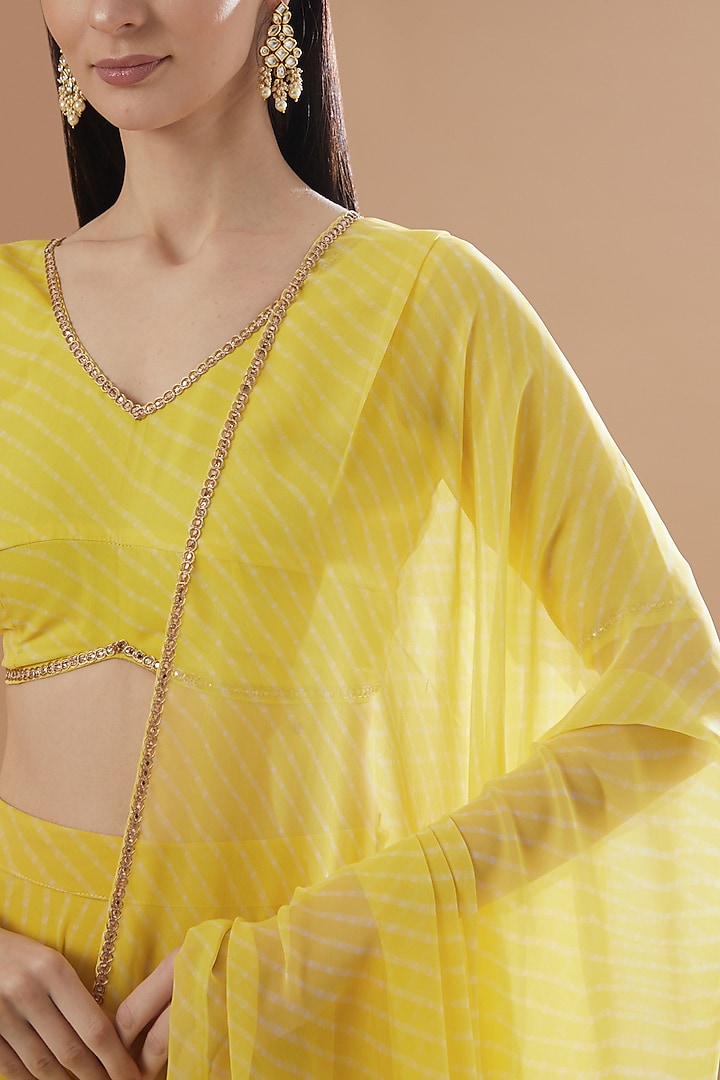 Yellow Georgette Printed Lehenga Set by House Of Jamoti at Pernia's Pop Up Shop
