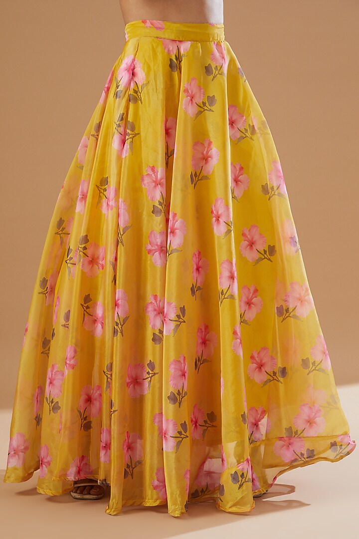Yellow Organza & Cotton Skirt Set by House Of Jamoti at Pernia's Pop Up Shop