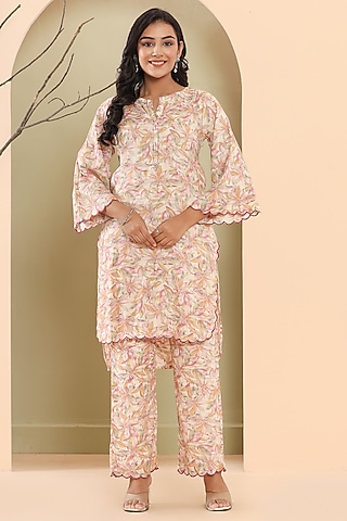 Multi-Colored Rayon Printed Kurta Set by House Of Jamoti