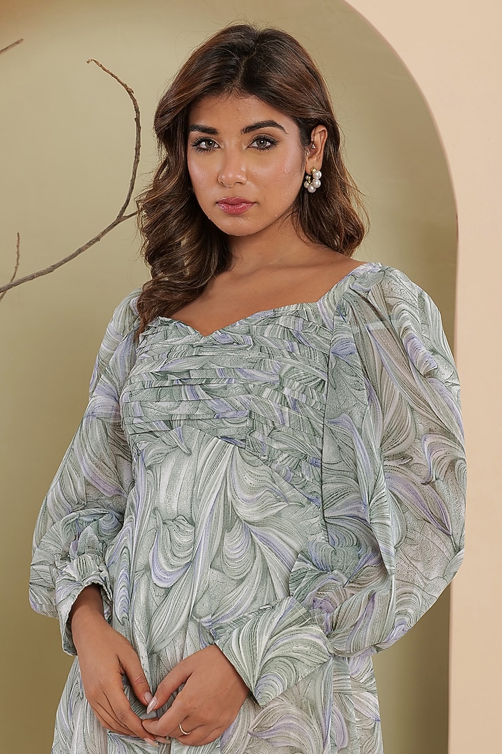Grey Georgette Floral Printed Pleated Maxi Summer Dress by House Of Jamoti at Pernia's Pop Up Shop