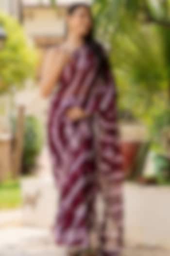 Maroon Silk Tie-Dyed & Embellished Festive Saree Set by House Of Jamoti at Pernia's Pop Up Shop