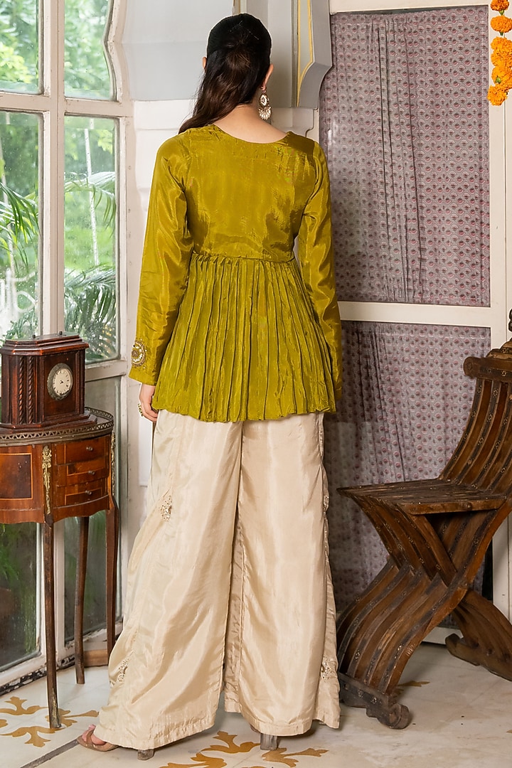 Olive & Ivory Upada Silk Co-Ord Set by House Of Jamoti at Pernia's Pop Up Shop