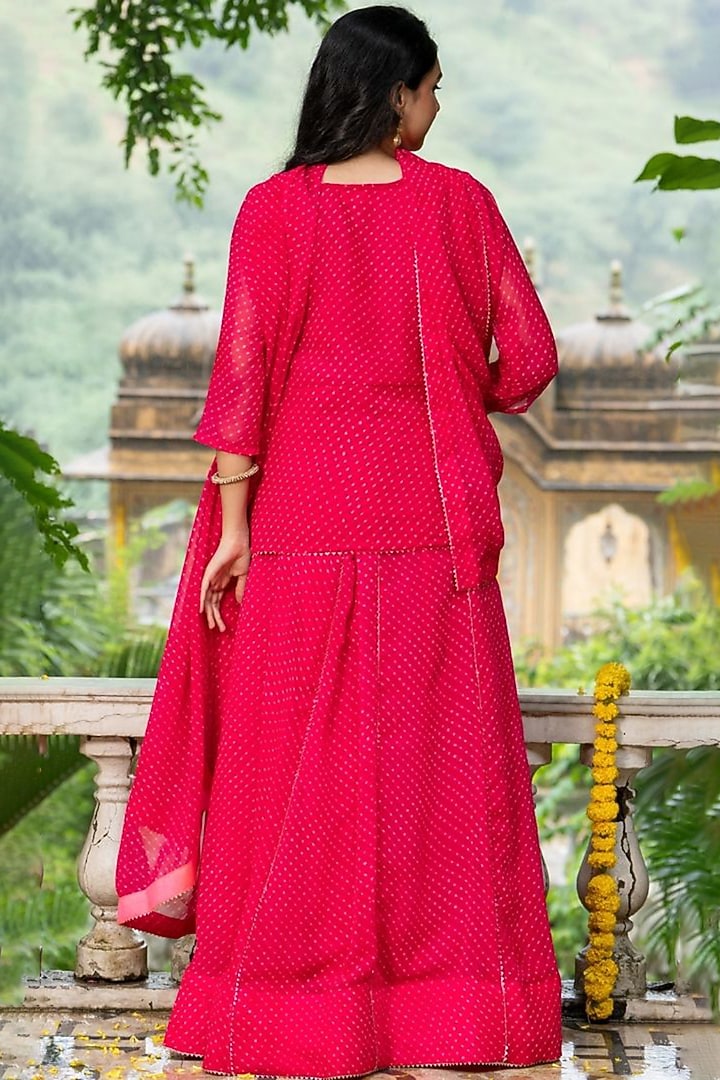 Pink Georgette Bandhani Lehenga Set by House Of Jamoti at Pernia's Pop Up Shop
