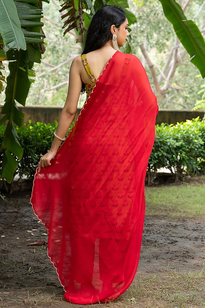 Green Upada Silk Printed & Handwork Kurta Set by House Of Jamoti at Pernia's Pop Up Shop