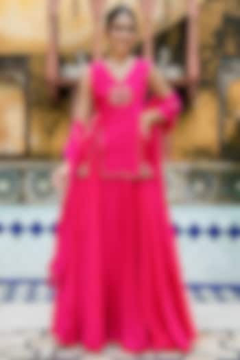 Rani Pink Upada Silk Handwork Lehenga Set by House Of Jamoti at Pernia's Pop Up Shop