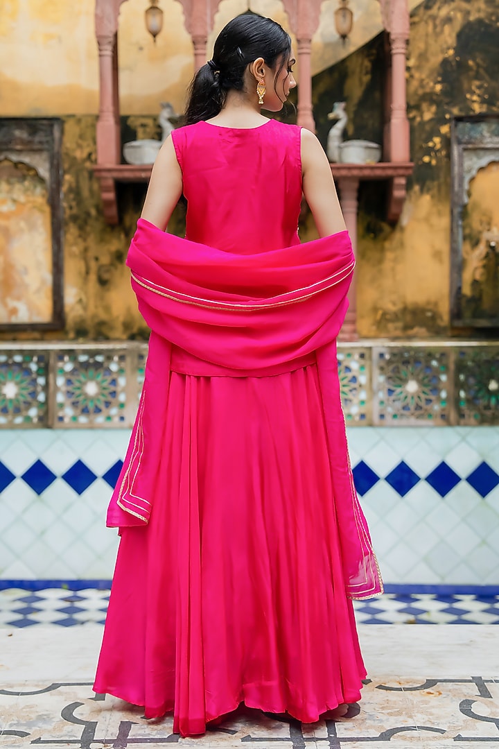Rani Pink Upada Silk Handwork Lehenga Set by House Of Jamoti at Pernia's Pop Up Shop