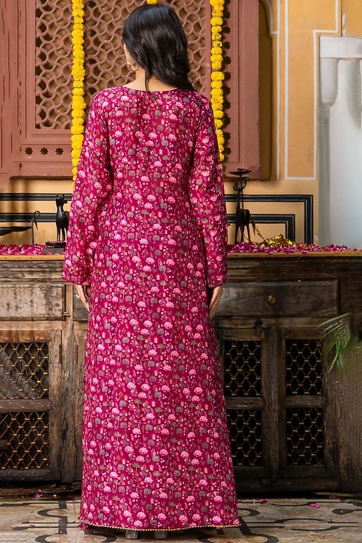 Wine Upada Silk Aari Handwork Jacket Set by House Of Jamoti at Pernia's Pop Up Shop